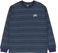 Nike SB Stripe L/S T-Shirt - midnight navy/deep jungle