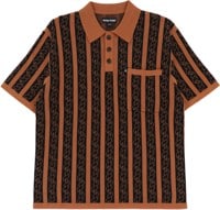 Passport Pattoned Knit Polo Shirt - caramel