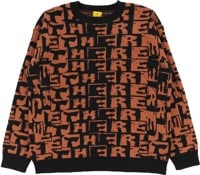 There Torn Jacquard Knit Sweater - black/brown